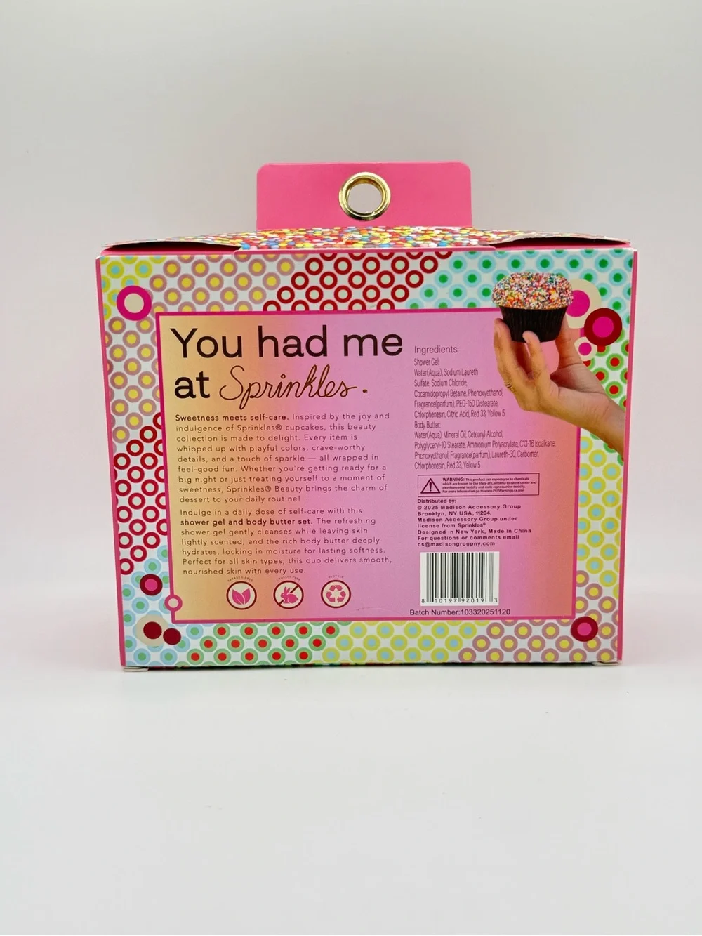 Sprinkles Strawberry Cupcake Shower Gel & Body Butter Gift Set NIB